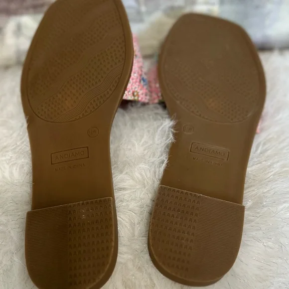 Embellished Pink Floral Slide Sandals - Picture 6 of 6